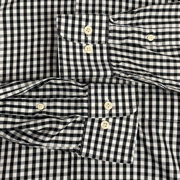 Peter Millar Crown Soft Black Check Shirt Men’s Medium Long Sleeve Button Down - Picture 7 of 14